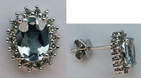 Aquamarine Diamond Earrings - 1.22ct Aquamarine 14kt