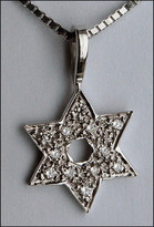 White Gold Jewish Star of David Pendant Jewish