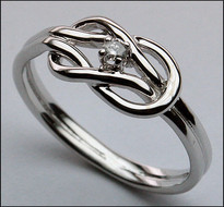 Knot Ring, White Gold Pretzel Ring, .05ct Diamond