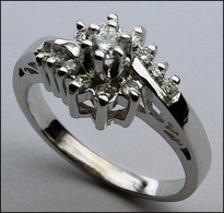 White Gold Ring with Diamond Cluster