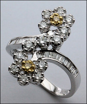 Diamond Ring - Cluster F Color Diamonds, VS1 Clarity, White Gold