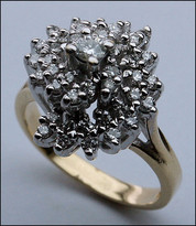 Cocktail Ring - Diamond Ring with Diamond Cluster Center