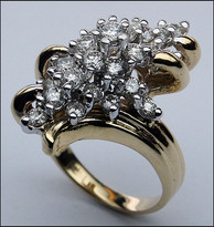 Ladies Two Tone Diamond Cluster Ring - 1.61ct Diamond