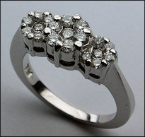 Ladies Ring w/ 3 Diamond Clusters - Diamond Clusters .65ct Diamond