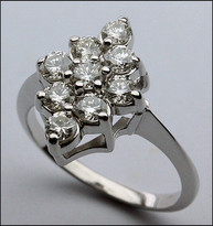 Pyramid Cluster Ring - 1.10ct Diamonds, 14kt White Gold