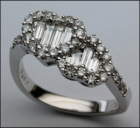 Double Heart Ring - 18kt Double Heart with Diamonds