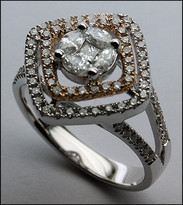 18kt Pink Gold & White Gold Cocktail Diamond Ring