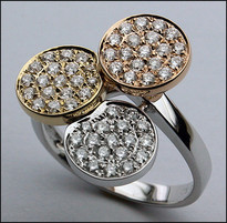 Tri-Color Cluster Ring, 3 Ring Ladies Diamond Ring, F Color