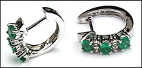 Emerald Huggie Earrings - Emerald & Diamond Huggie Earrings