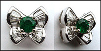 Butterfly Emerald and Diamond Stud Earrings, 18kt White Gold