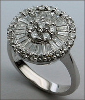 Cocktail Ring - Baguette/Round Diamonds, 18kt, F Color