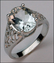 Aquamarine Ring in 14kt White Gold with Filigree Design