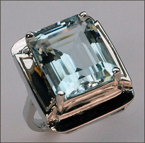 Emerald Cut Aquamarine Gold Ring, 9.28ct Aquamarine