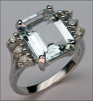 Aquamarine Ring with Diamonds - 14kt, Aquamarine Jewelry