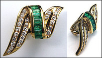 18k Diamond & Emerald Clip Back Earrings