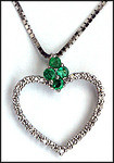 Heart Pendant with Diamonds and Emeralds