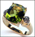 14kt Yellow Gold Peridot Ring with Diamonds