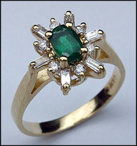 14kt Emerald Ring with Baguettes