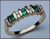 Emerald Band with Diamonds - 14kt Gold