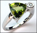 Trillian Shaped Peridot 2.4ct & Diamond Ring