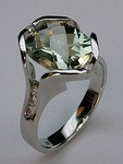 3.6ct Green Amethyst White Gold Ring