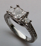 Three Stone Princess Cut Engagement Ring - 1.73ct Diamond