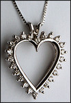 14kt Open Heart Diamond Pendant, 24 Diamonds