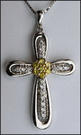 White and Yellow Diamond Cross, .64ct Diamond, 14kt