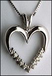 1/3ct, White Gold Diamond Heart Pendant, 11 Diamonds