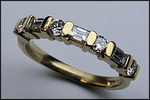 14kt Yellow Round and Baguette Diamond Band