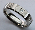 Mens Benchmark Comfort Fit Gold Wedding Band, 8 Diamonds