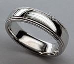 Mens Gold Wedding Band with Double Milgrain