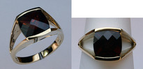 Channel Set Garnet and Yellow Gold Ring
