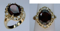 Garnet Ring set in Yellow Gold with Diamonds