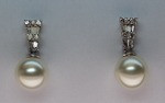 8 1/2 mm Cultured Pearl and Diamond Earrings in White Gold