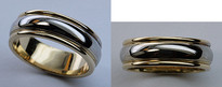 Two Tone Gold Wedding Band with Shiny Finish