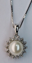 Cultured Pearl and Diamond Pendant