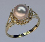Cultured Pearl Ring with Round Diamonds
