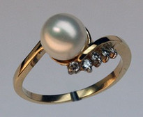 Cultured Pearl Ring with Diamond Accents