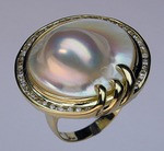 Blister Pearl and Diamond Ring