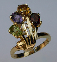 14kt Gold Semi Precious Multi Colored Ring