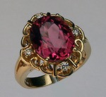 Pink Tourmaline Ring set in 14kt Yellow Gold