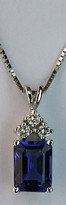 Emerald Cut Tanzanite Pendant with Diamonds
