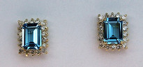 14kt Gold Blue Topaz Earring with Diamonds 05045E