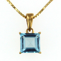 14kt Gold Blue Topaz Pendant 018ML