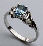 14kt Gold Blue Topaz and Diamond Ring R256