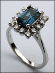 14kt Gold Blue Topaz and Diamond Ring R328