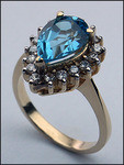 14kt Gold Blue Topaz and Diamond Ring R375