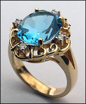 14kt Gold Blue Topaz and Diamond Ring R534