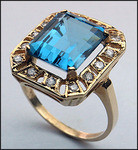 14kt Gold Blue Topaz and Diamond Ring 51BT